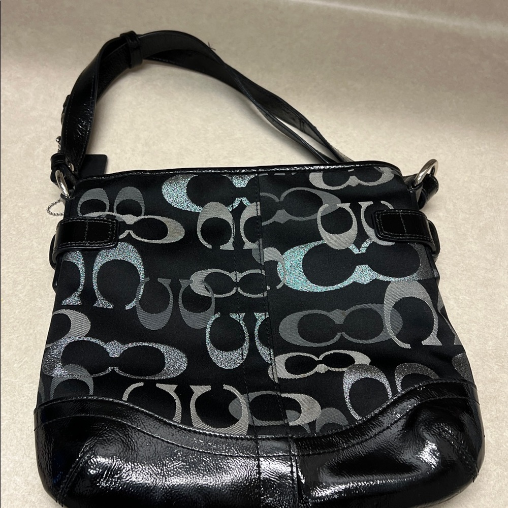 Coach Black and Silver Chain Shoulder Bag - Picture 4 of 6